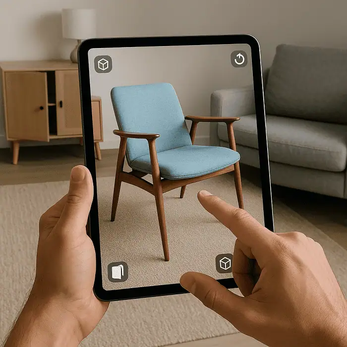 Egy bútor webshopban például a vásárlók elforgathatják a székeket, kinyithatják a szekrényajtókat, vagy akár virtuálisan "kipróbálhatják" a termékeket saját környezetükben AR technológia segítségével.