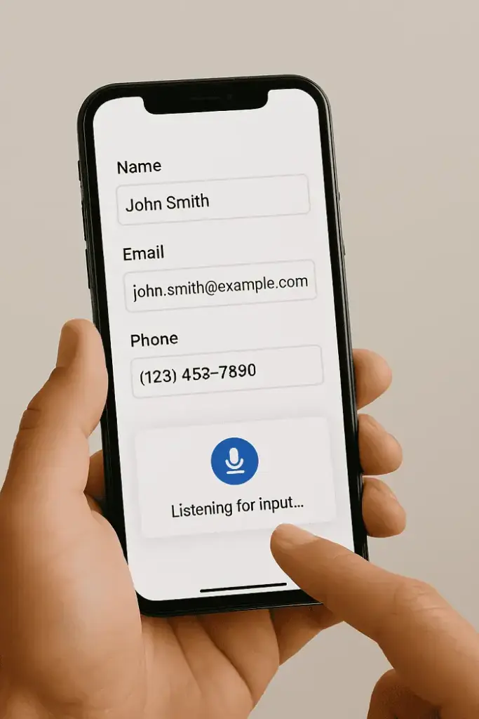 Formok kitöltésekor gépelés helyett egyszerűen bemondhatjuk az információkat.