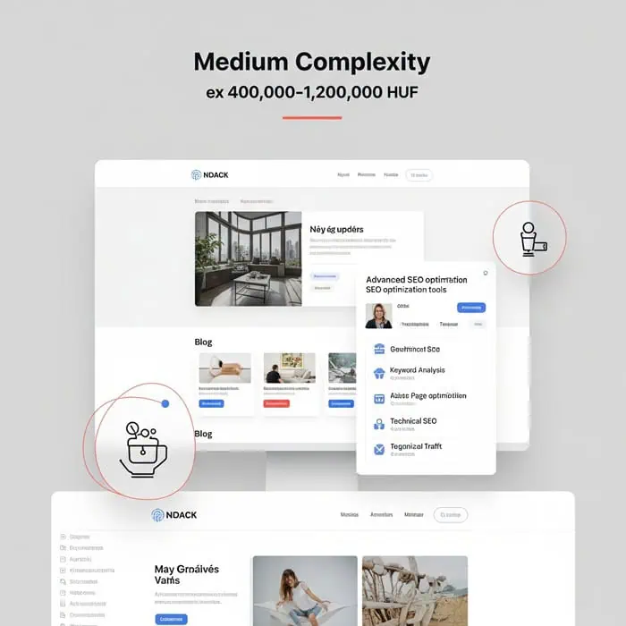 közepes komplexitású vállalati weboldal