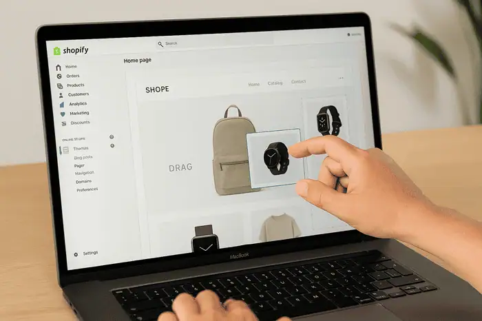 Shopify drag and drop kezelőfelület 