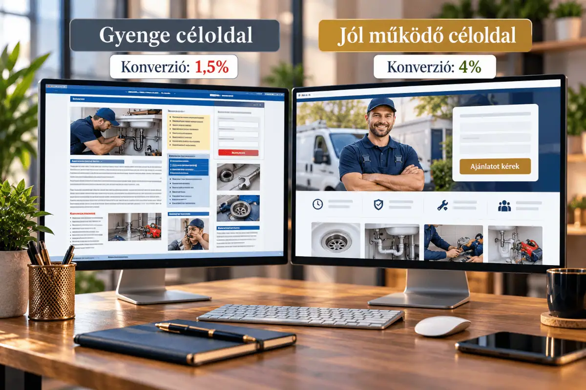 Gyenge és jól működő céloldal konverzióinak összehasonlítása