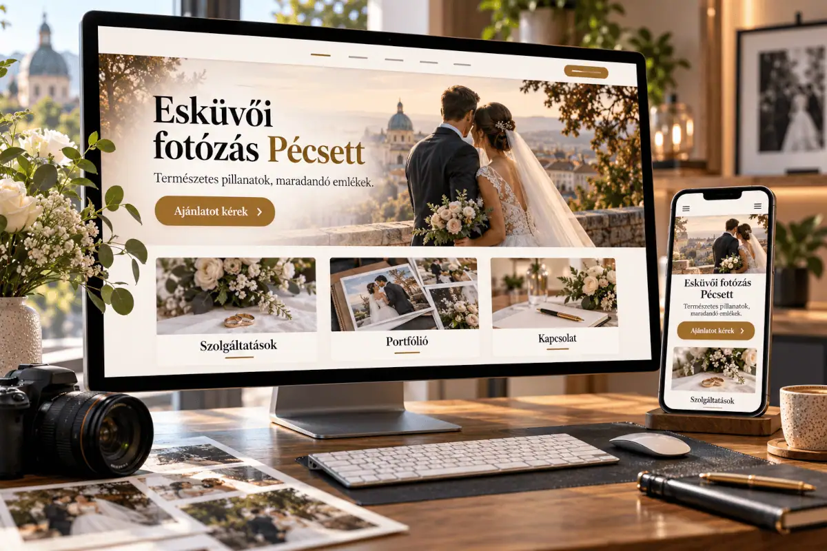 Induló vállalkozás áttekinthető weboldalfőoldala egyértelmű ajánlatkérő gombbal