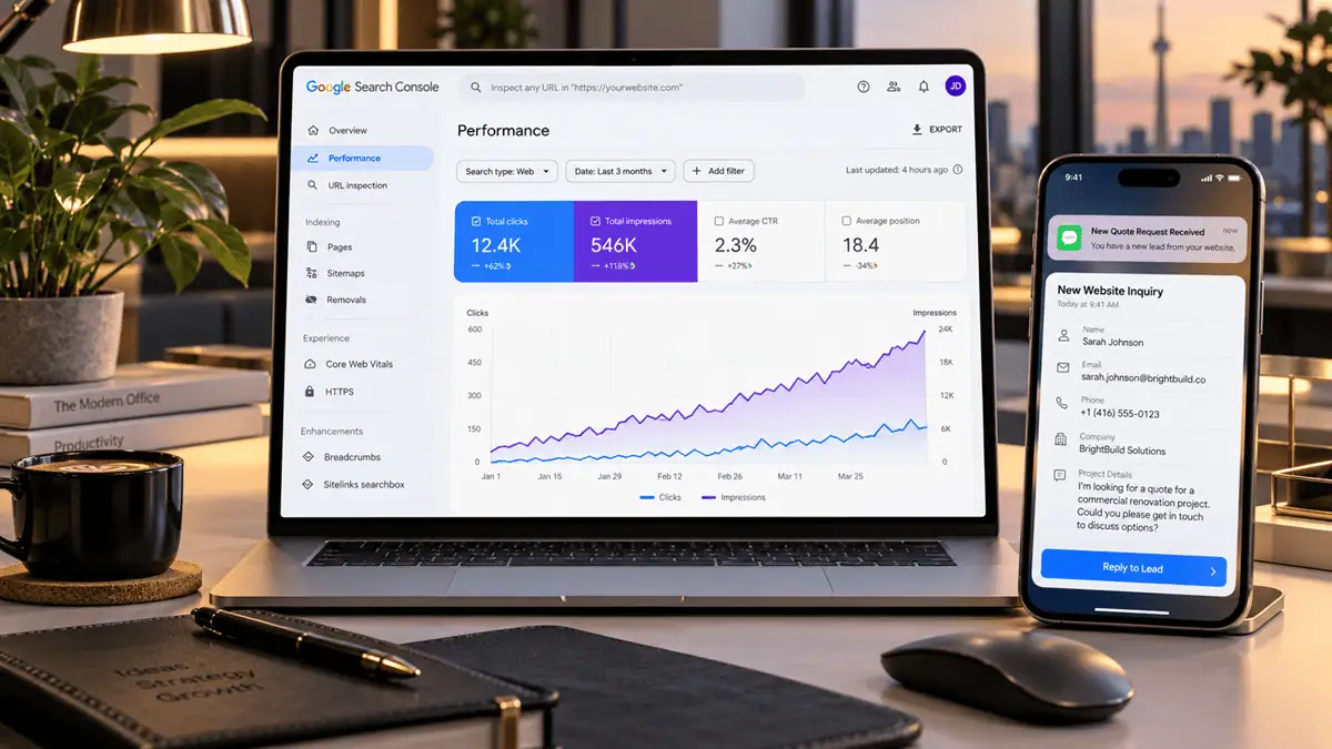 SEO eredmények mérése: Search Console adatok és beérkező ajánlatkérések