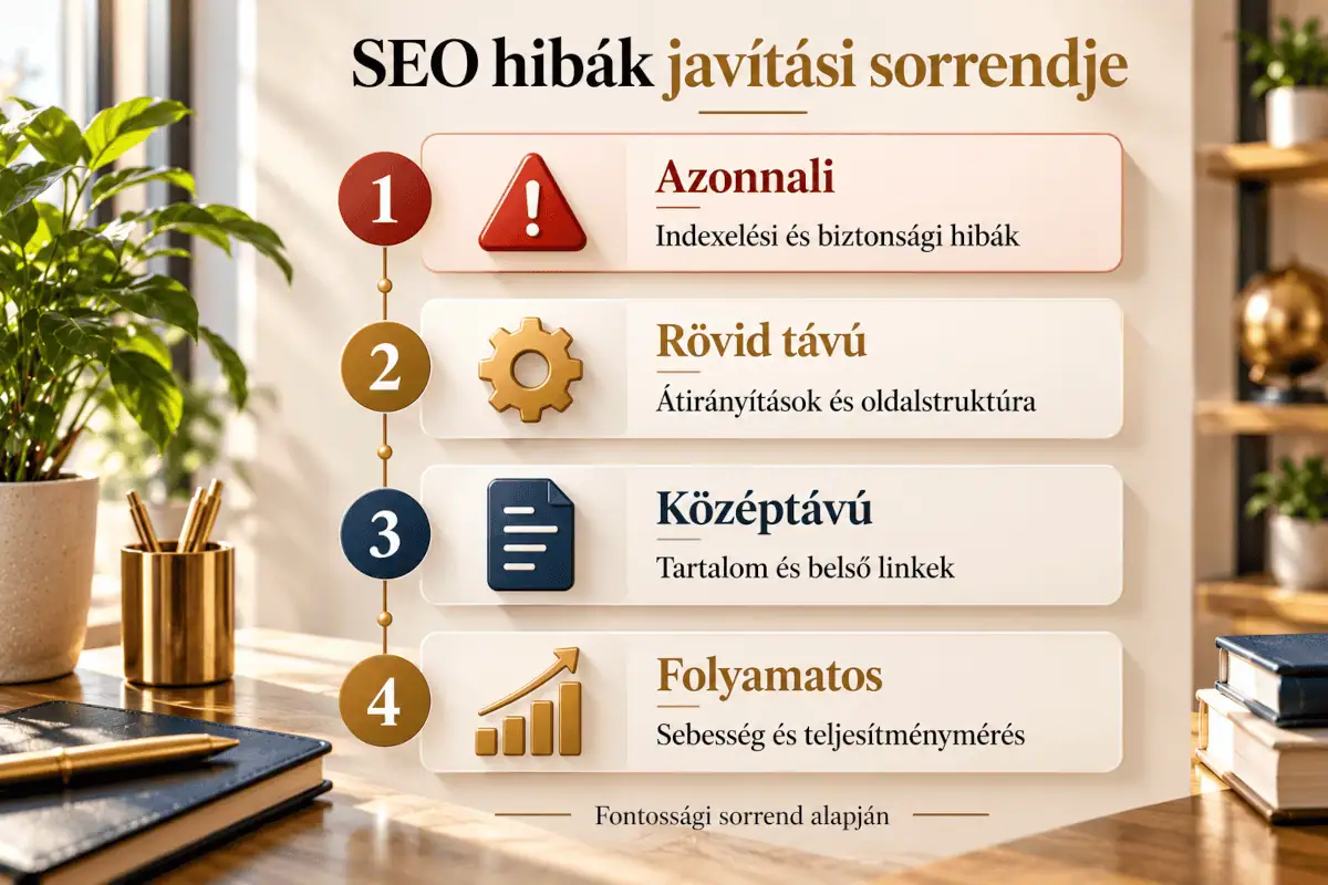 SEO-hibák javítási sorrendje fontosság szerint