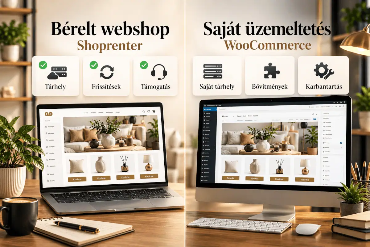 Bérelt Shoprenter és saját üzemeltetésű WooCommerce különbségei